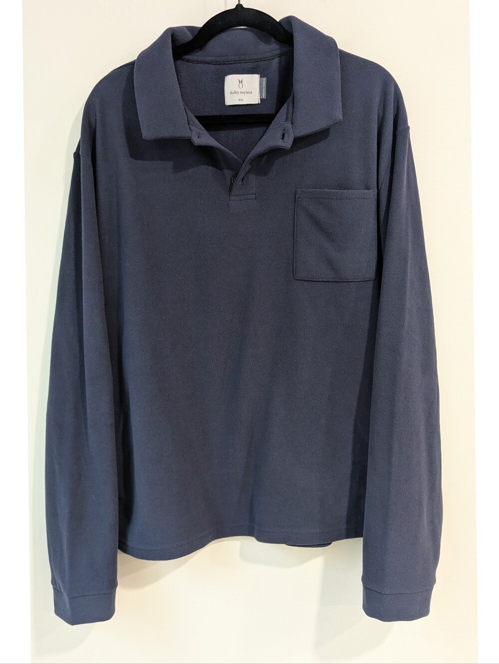Dudley Stephens Navy Long-Sleeve Polo with Chest Pocket